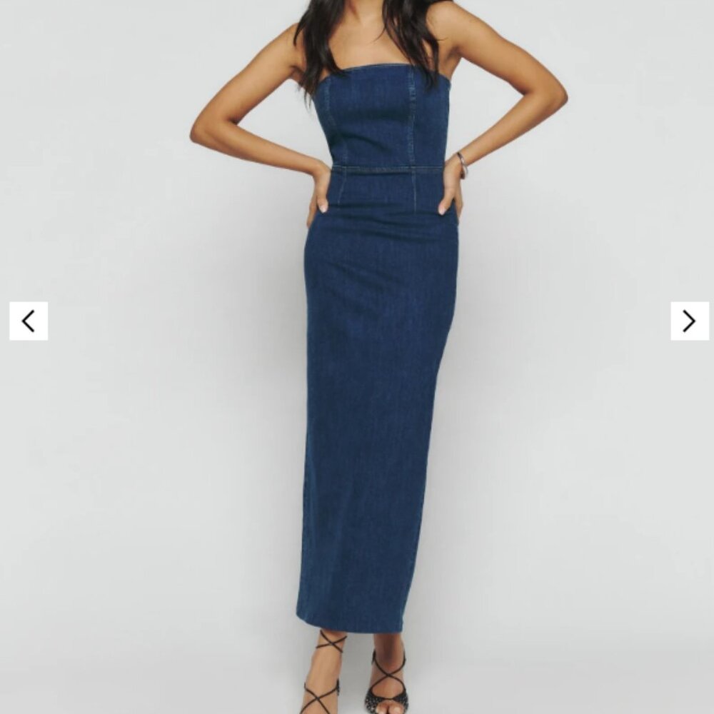 Reformation Eugenia Denim Midi Dress Size 6